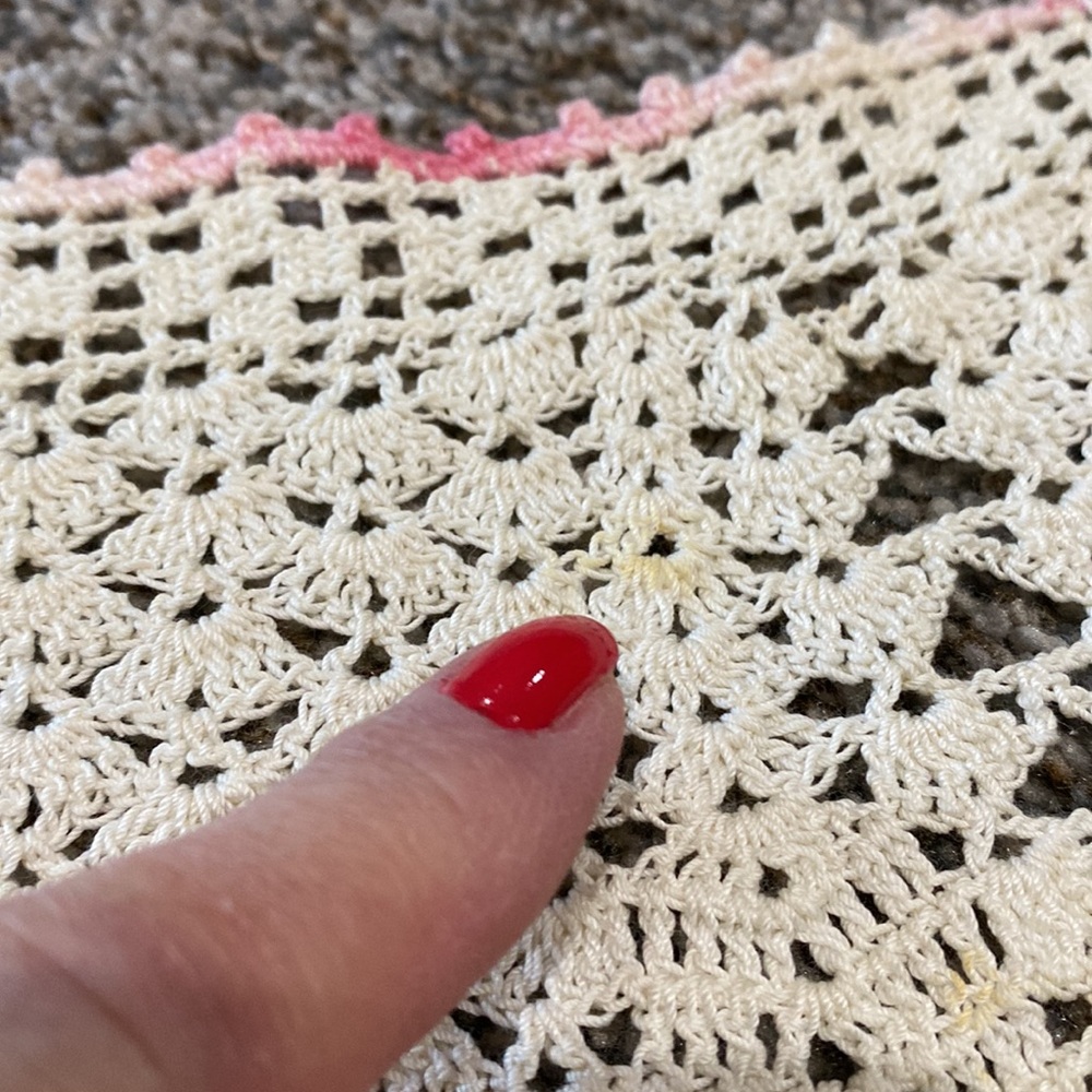Vintage Crocheted Pink & Cream 1/2 Apron! - Picture 5 of 5